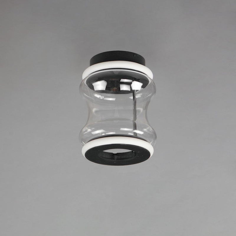 ET2 Lighting Syndicate 2 Light Flush Mount, Black/Clear