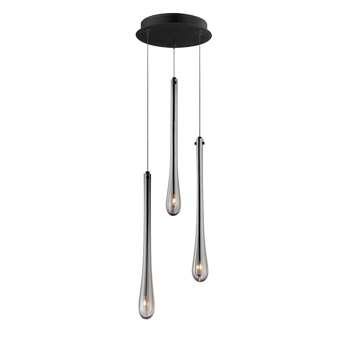 ET2 Lighting Stillo 3 Light Pendant, Black/Smoke - E24213-138BK