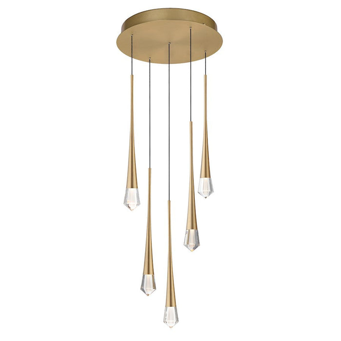 ET2 Lighting Pierce 5 Light Pendant, Gold/Clear Crystal - E24225-122GLD