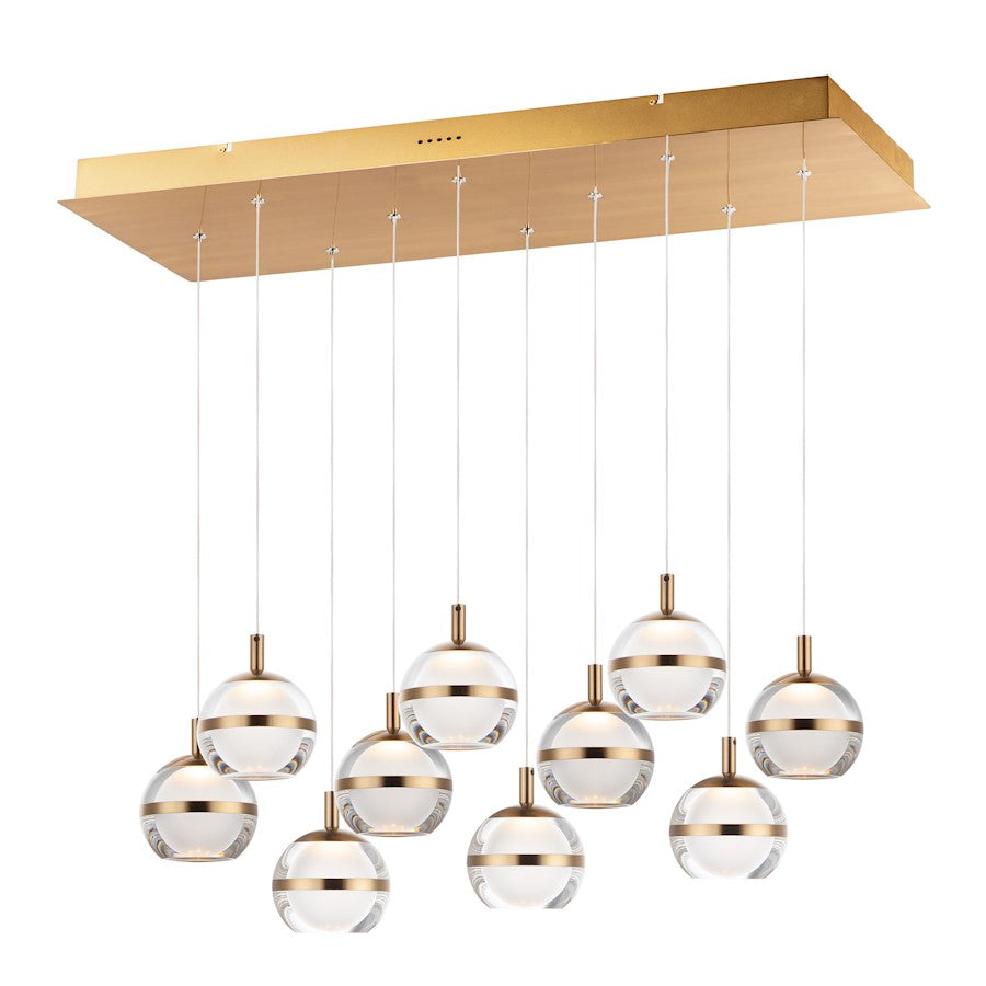 ET2 Lighting Swank 10 Light Pendant, Natural Aged Brass - E24599-93NAB