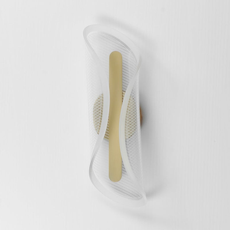 ET2 Lighting Manta 1Lt 17" LED Wall Sconce, Gold/Clear Ribbed