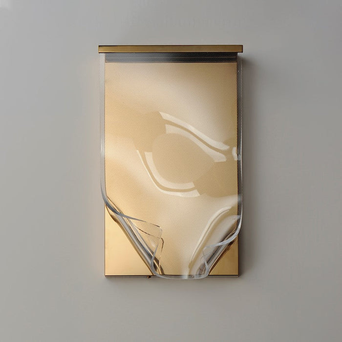 ET2 Lighting Rinkle 1 Light Wall Sconce, Gold/Patterned Acrylic