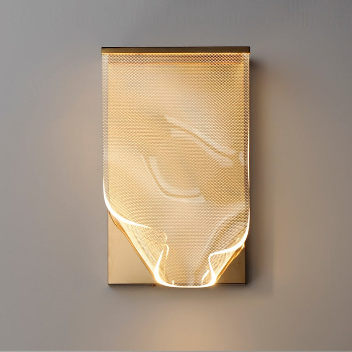 ET2 Lighting Rinkle 1 Light Wall Sconce, Gold/Patterned Acrylic