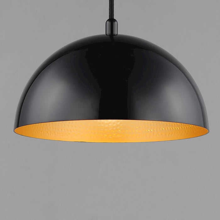 ET2 Lighting Hemisphere 1 Light LED Pendant, Gloss Black/Gold