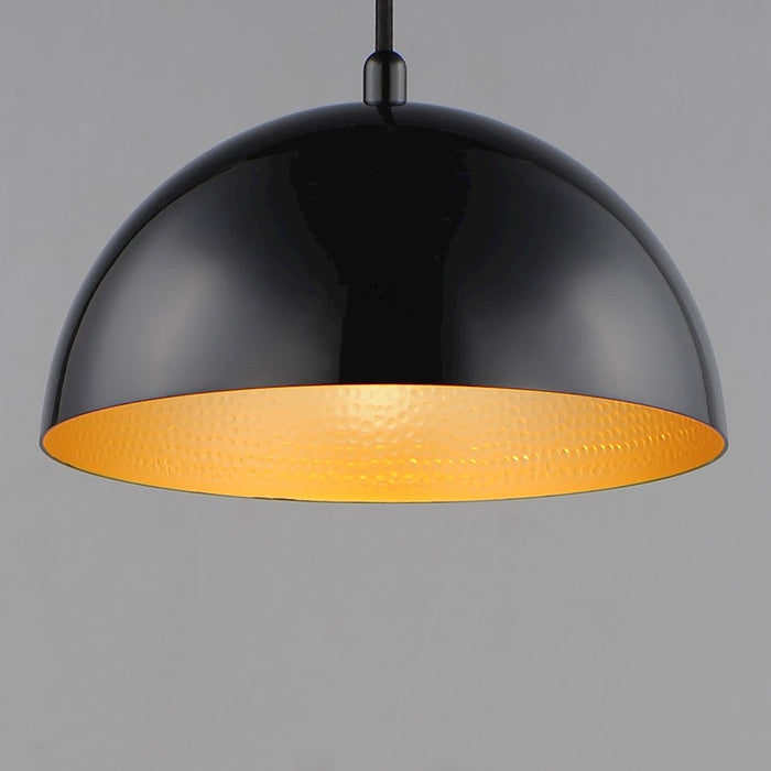 ET2 Lighting Hemisphere 1 Light LED Pendant, Gloss Black/Gold