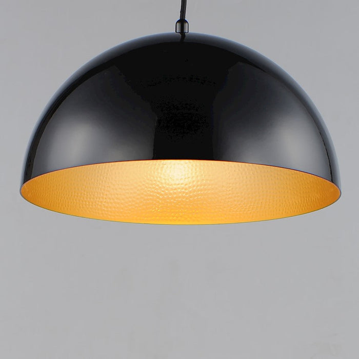 ET2 Lighting Hemisphere 1 Light LED Pendant, Gloss Black/Gold