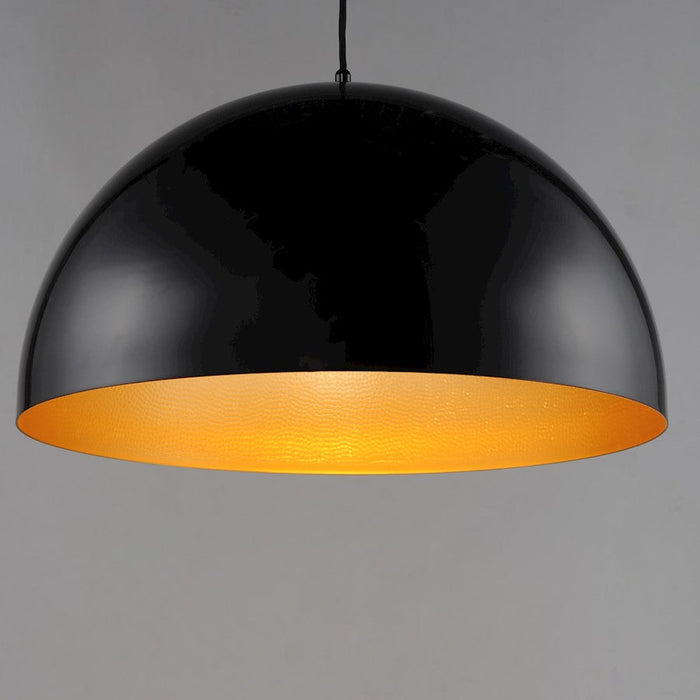 ET2 Lighting Hemisphere 1 Light LED Pendant, Gloss Black/Gold