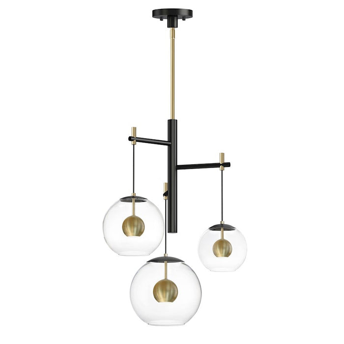 ET2 Lighting Nuclues 3-Light Pendant, Black/Natural Aged Brass - E25156-BKNAB