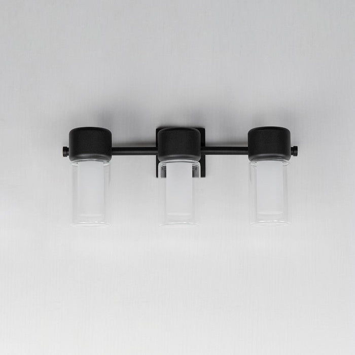 ET2 Lighting Dram 3 Light Bath Vanity, Black/Clear And Frosted