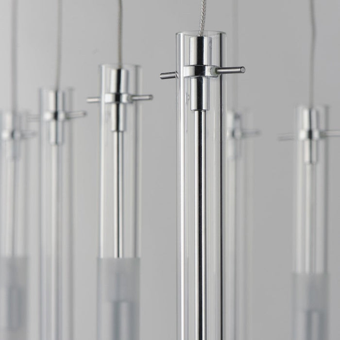 ET2 Lighting Pipette 17 Light Pendant, Polished Chrome/Clear/Frosted