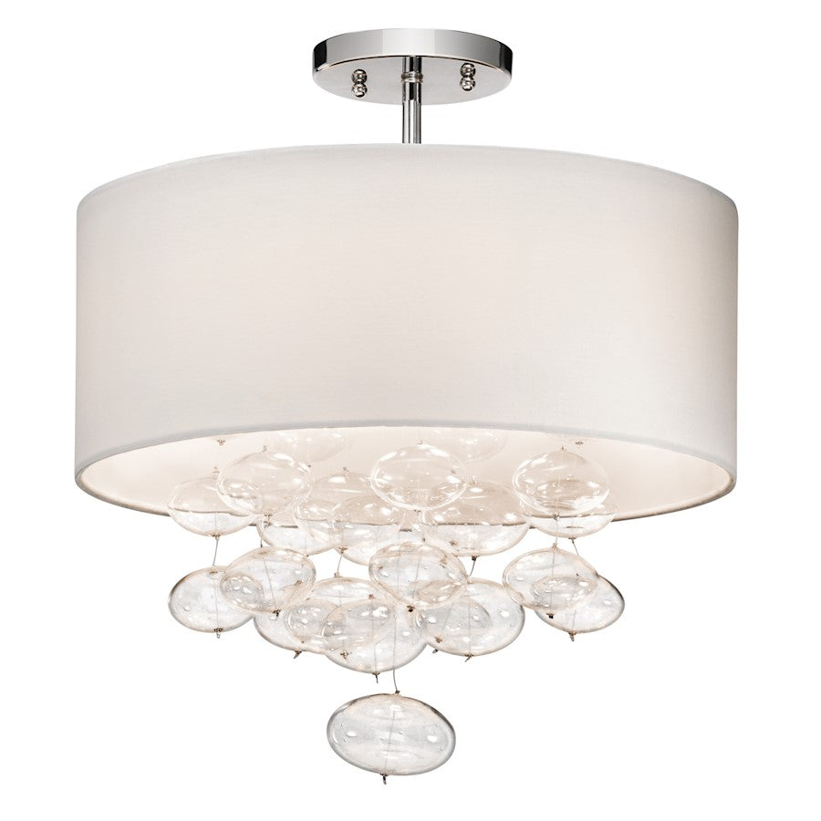 Elan Piatt 3 Lt Semi Flush Mount, Chrome/White - 83239