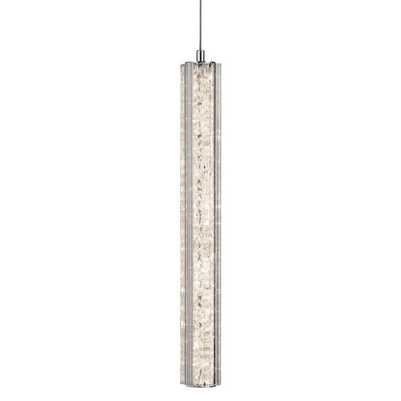 Elan Neruda 1 Light LED Mini Pendant, Chrome/Optical Crystal/Bubbles