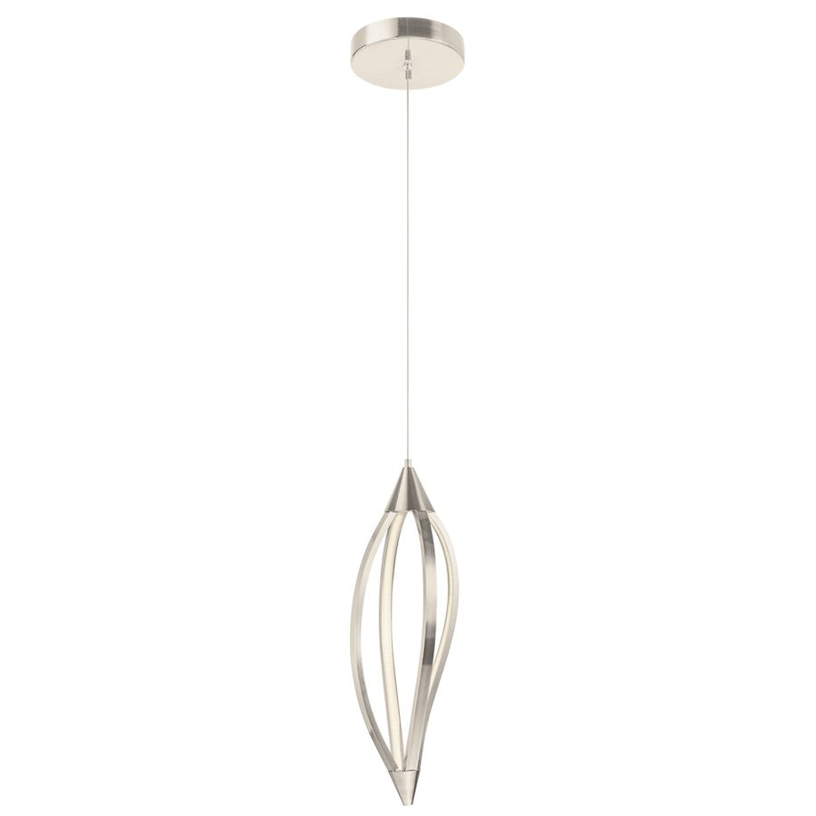 Elan Meridian 1 Light LED Mini Pendant, Brushed Nickel/Etched Acrylic - 83392