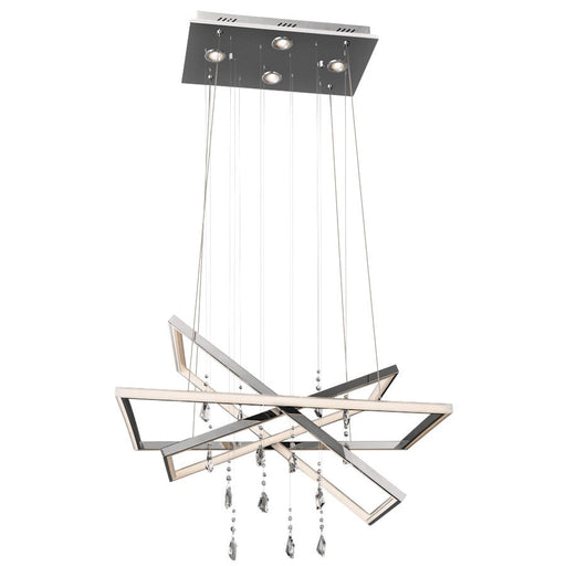 Elan Maze 7 Light LED Chandelier, Chrome/Etched Acrylic/Hanging Crystal - 83450