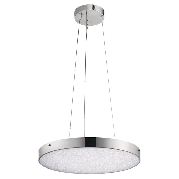 Elan Crystal Moon 1 Lt 24" LED Pendant, Chrome/Clear/Cubic Crystals - 83591