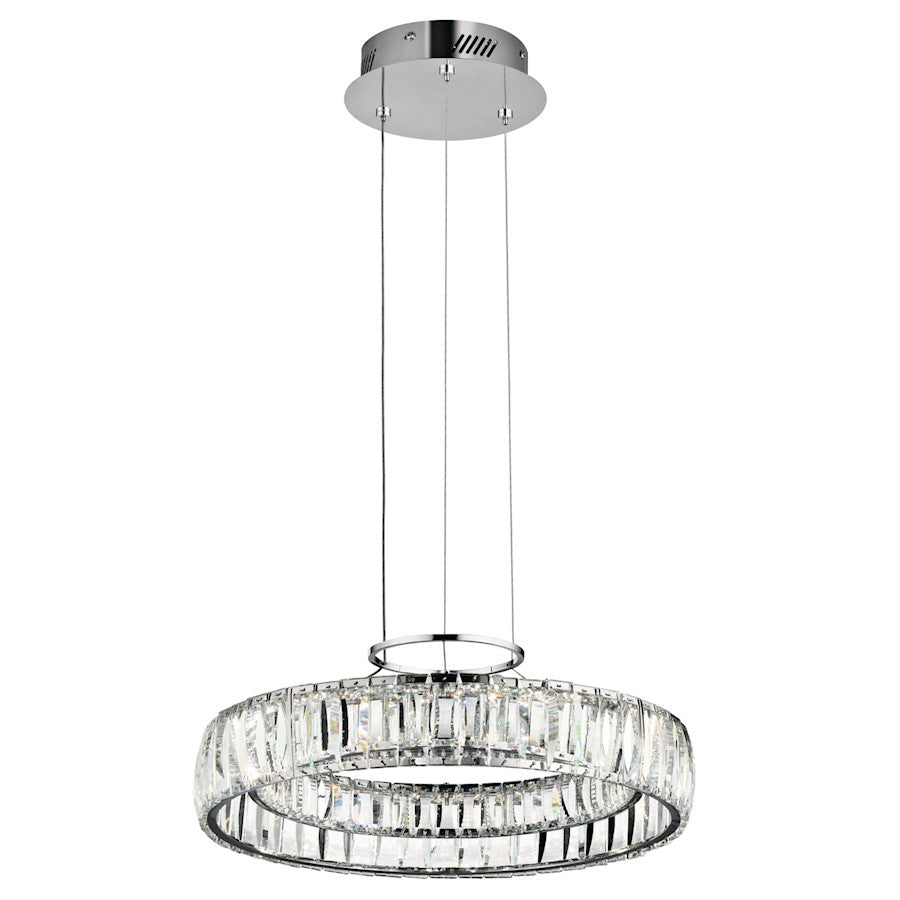 Elan Annette 1 Light 17" LED Chandelier, Chrome/Clear Crystals - 83624