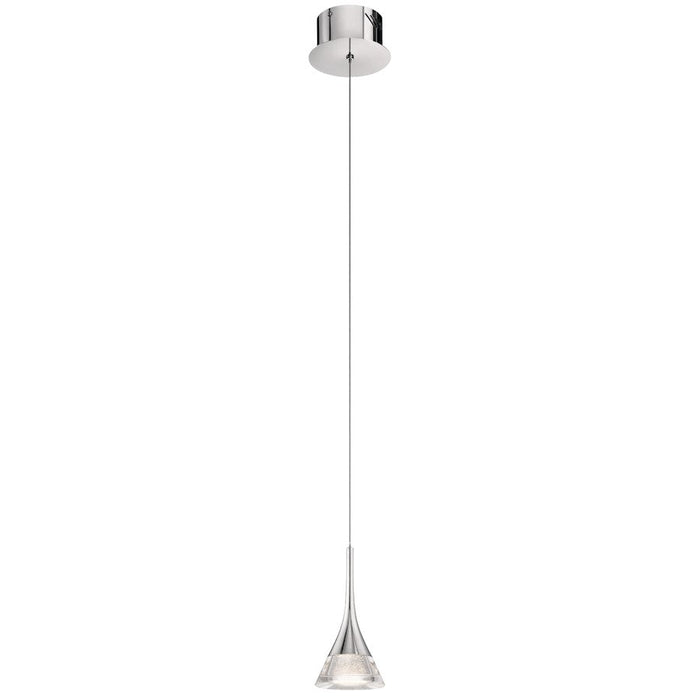 Elan Kabru 1 Lt LED Mini Pendant, Chrome/Clear/Suspended Metal Flake - 83721