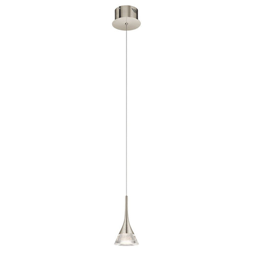 Elan Kabru 1 Lt LED Mini Pendant, Brushed Nickel/Clear/Metal Flake - 83790