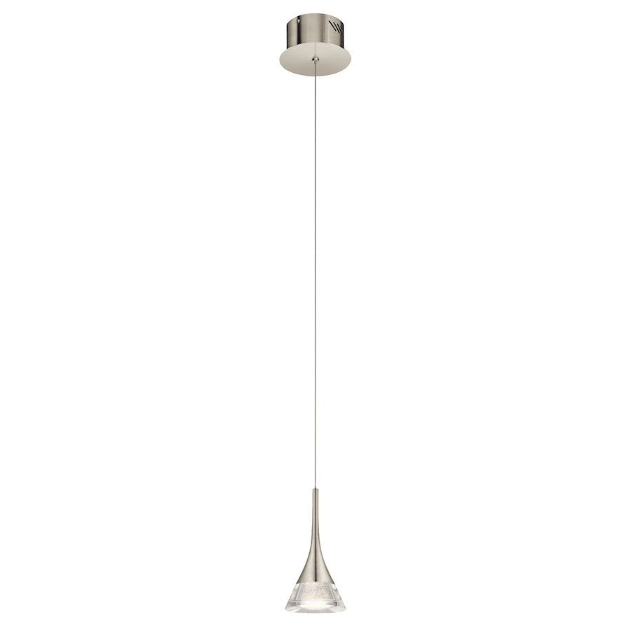 Elan Kabru 1 Lt LED Mini Pendant, Brushed Nickel/Clear/Metal Flake - 83790