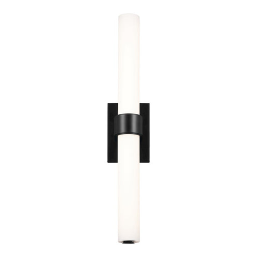 Elan Izza 25.5" LED Linear Bath Light, Black/Satin Etched Cased Opal