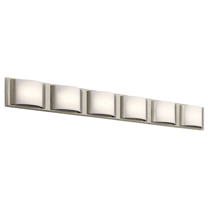 Elan Bretto 6 Light LED Bath Wall Mount, Brushed Nickel/Bent Glass - 83887