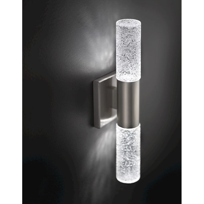 Elan Glacial 2 Light LED Wall Sconce, Brushed Nickel/Ice