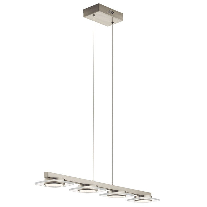 Elan Azenda 4 Lt LED Linear Chandelier, Nickel/White/Clear Trim - 83945