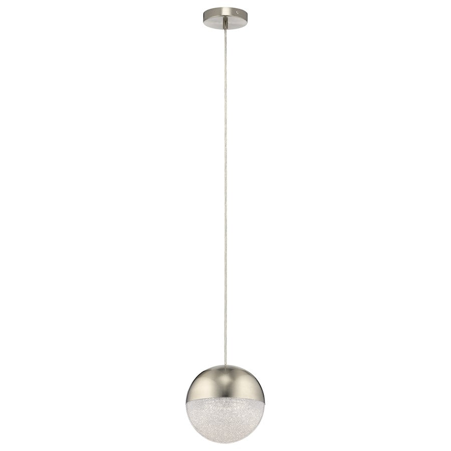 Elan Moonlit 1 Light LED Mini Pendant, Nickel/Clear/Cubic Zirconia Chip - 83956