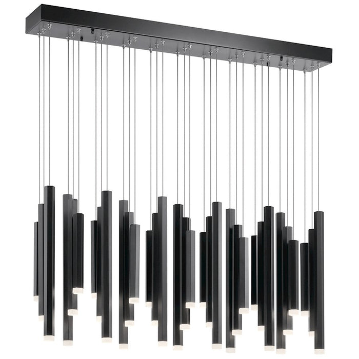 Elan Soho 11 Light LED Linear Chandelier, Black/Etched Acrylic - 84099