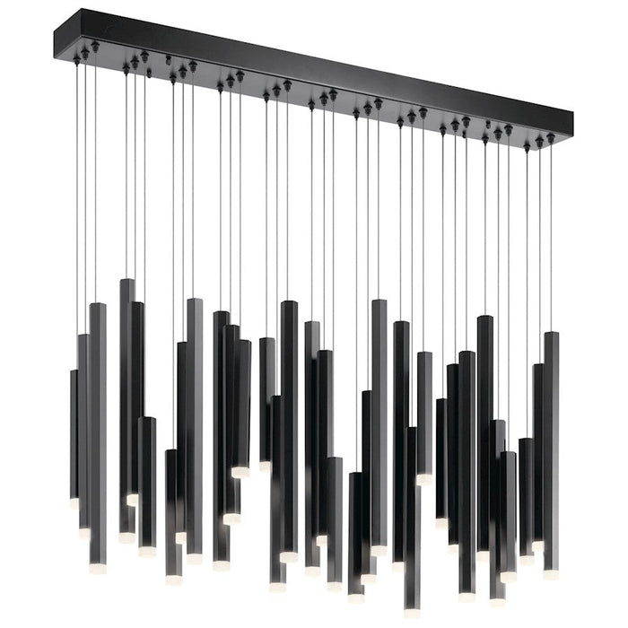 Elan Soho 11 Light LED Linear Chandelier, Black/Etched Acrylic