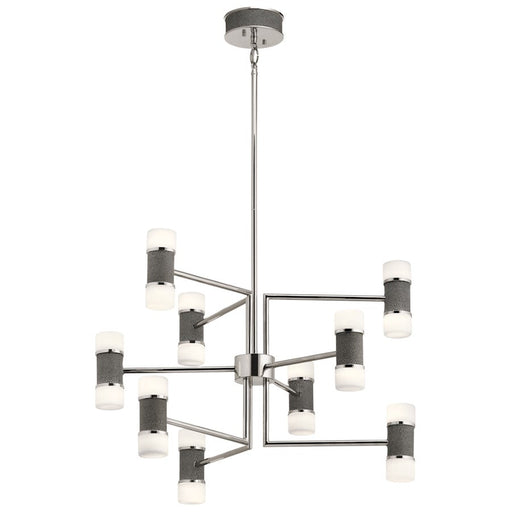 Elan Vey 9 Light 18" LED Chandelier Multi Tier, PN/Satin Etched - 84123