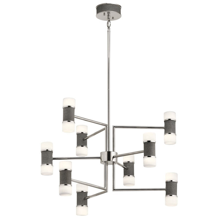 Elan Vey 9 Light 18" LED Chandelier Multi Tier, PN/Satin Etched - 84123