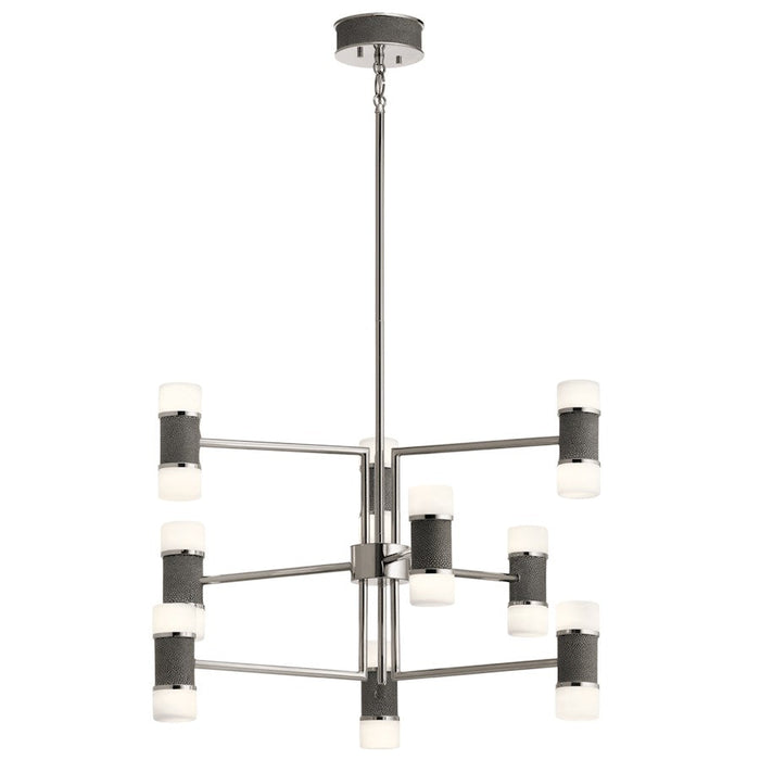Elan Vey LED Chandelier Multi Tier, Nickel/Satin Etched