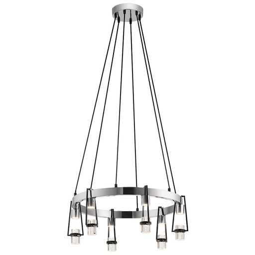 Elan Ayse 6 Light LED Chandelier, Matte Black/Clear Bubble Crystal - 84126