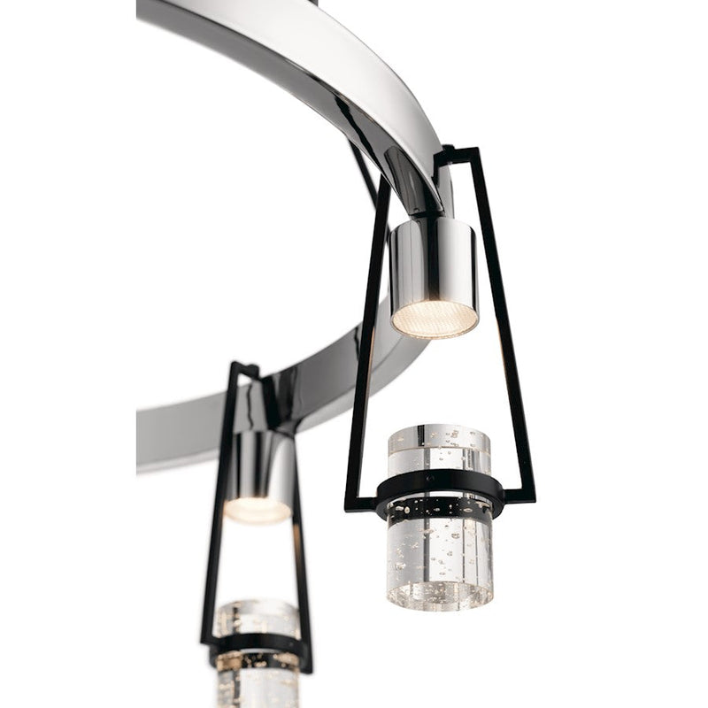 Elan Ayse 6 Light LED Chandelier, Matte Black/Clear Bubble Crystal