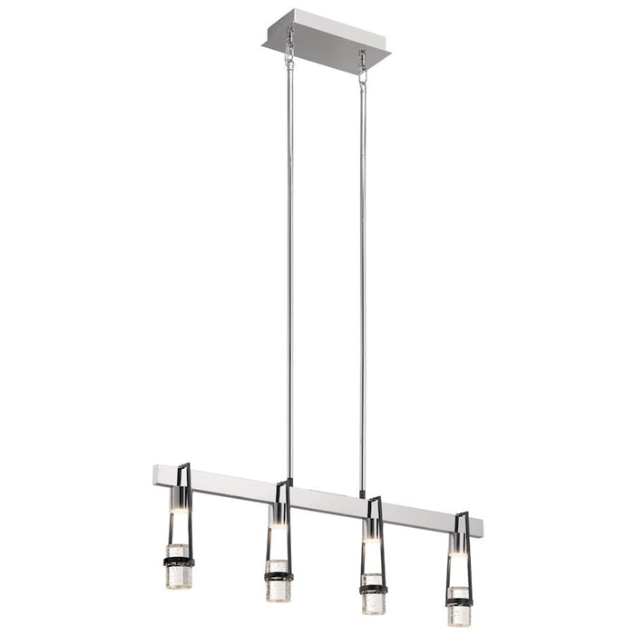 Elan Ayse 4 Light LED Linear Chandelier, Matte Black/Clear Bubble - 84127
