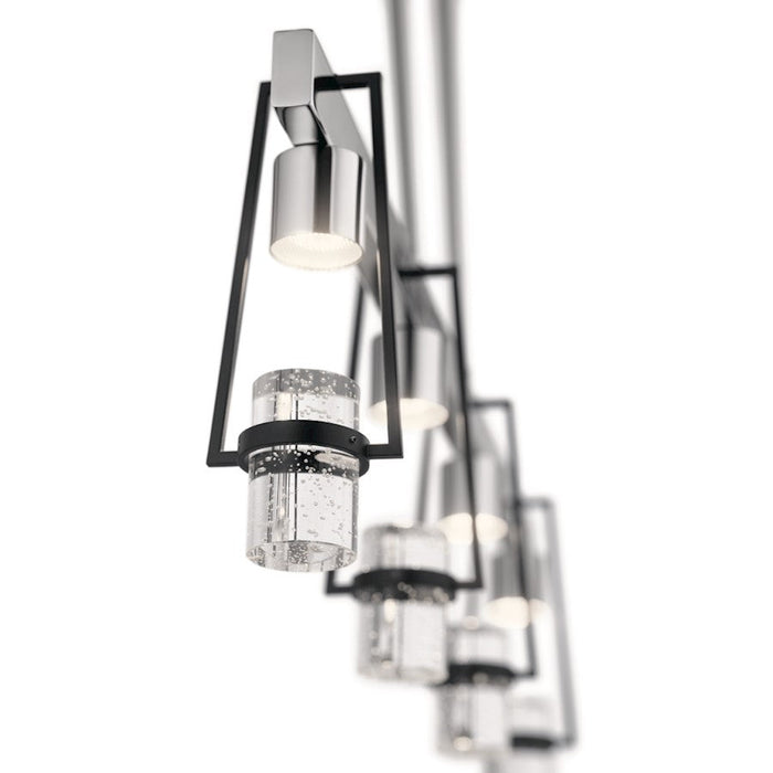 Elan Ayse 4 Light LED Linear Chandelier, Matte Black/Clear Bubble