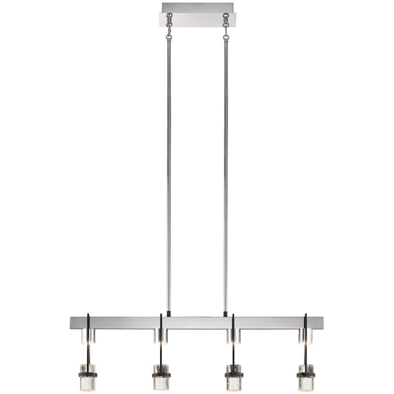 Elan Ayse 4 Light LED Linear Chandelier, Matte Black/Clear Bubble