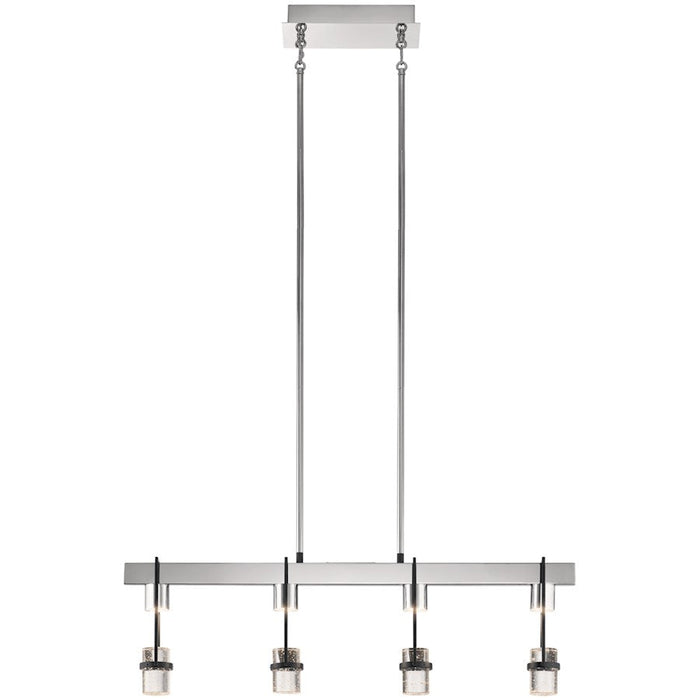 Elan Ayse 4 Light LED Linear Chandelier, Matte Black/Clear Bubble