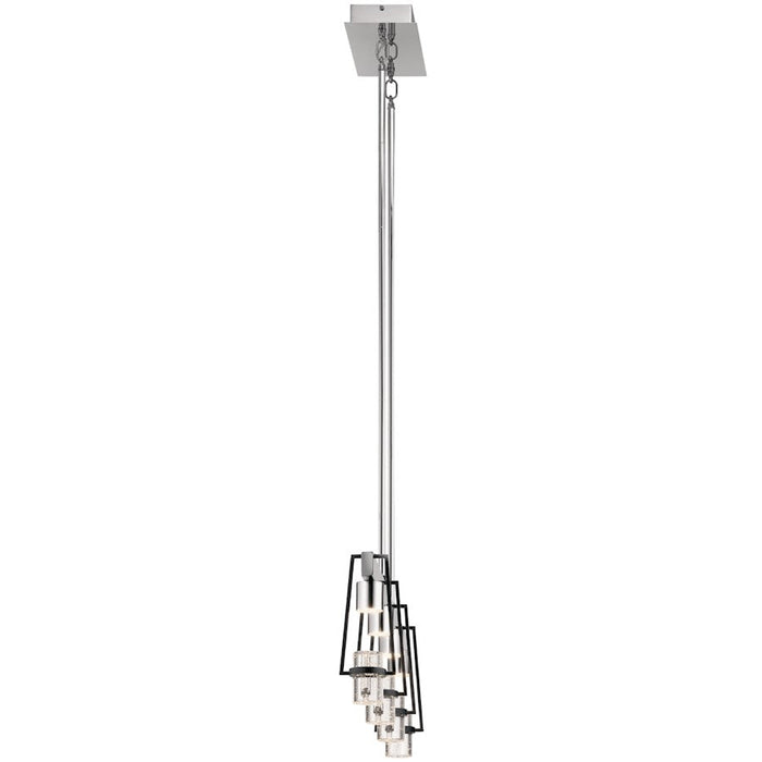 Elan Ayse 4 Light LED Linear Chandelier, Matte Black/Clear Bubble