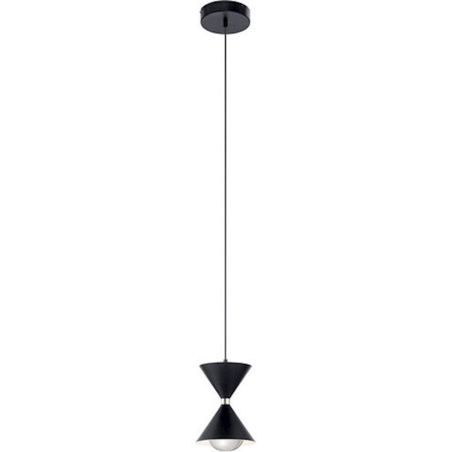 Elan Kordan LED Mini Pendant, Matte Black/Clear Polycarbonate - 84130