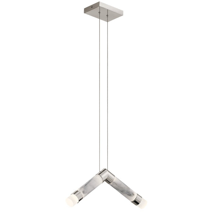 Elan Avedu 2 Light LED Pendant, Polished Nickel/Etched/White Marble - 84138