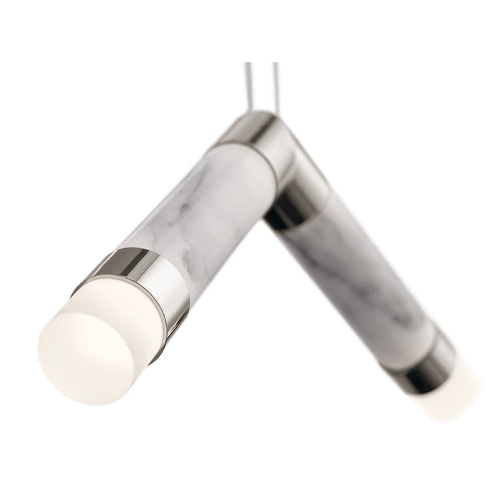 Elan Avedu 2 Light LED Pendant, Polished Nickel/Etched/White Marble