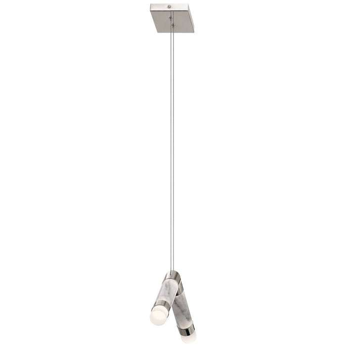 Elan Avedu 2 Light LED Pendant, Polished Nickel/Etched/White Marble