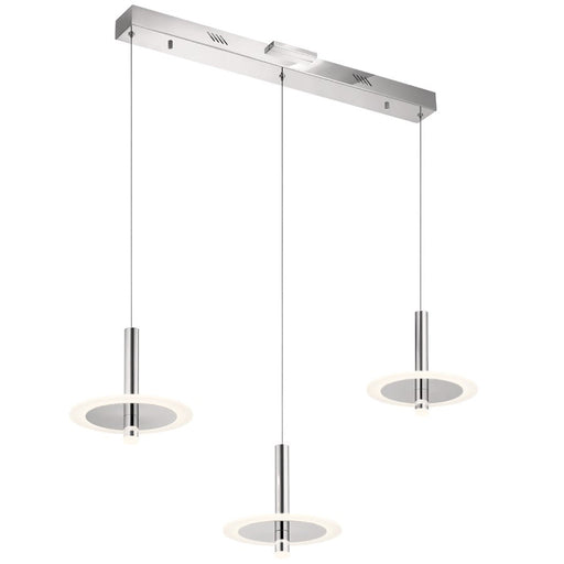 Elan Korfu 3 Light LED Linear Chandelier , Chrome/Etched Acrylic - 84139
