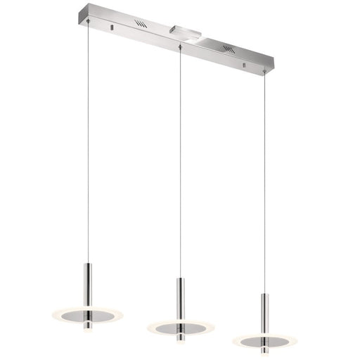 Elan Korfu 3 Light LED Linear Chandelier , Chrome/Etched Acrylic