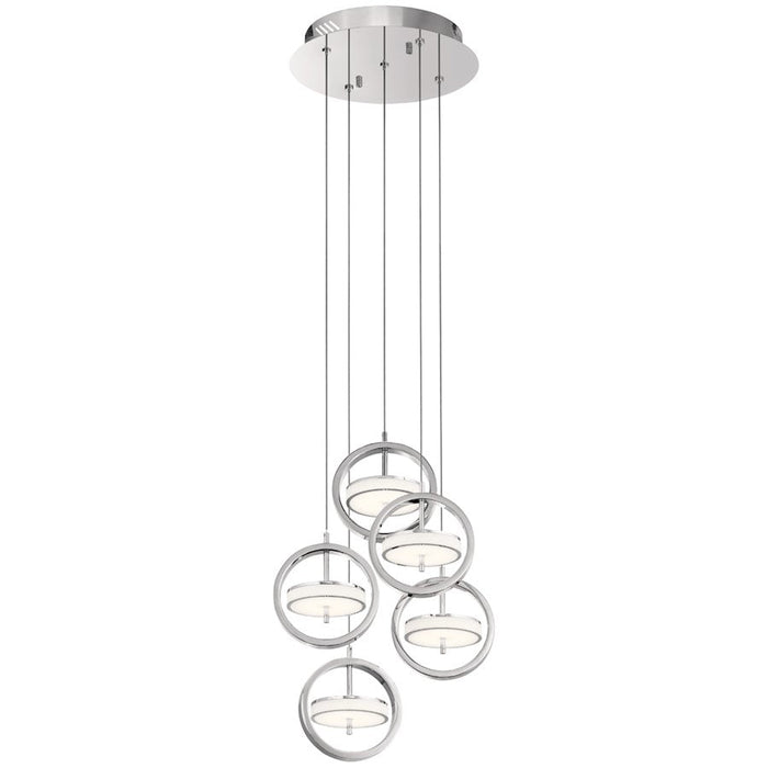 Elan Baylin 5 Light LED Cluster Pendant, Chrome/White Acrylic - 84144