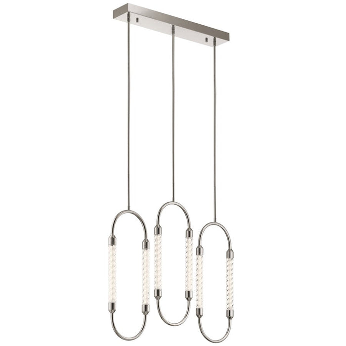 Elan Delsey 3 Light LED Linear Chandelier, Clear Twisted
