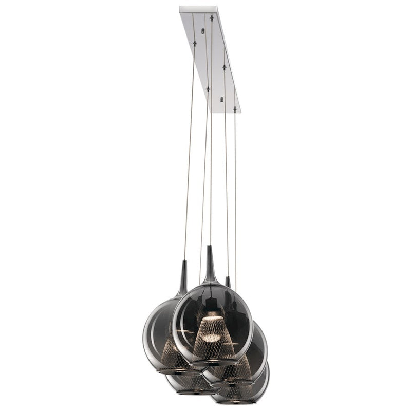 Elan Zin 5 Light LED Linear Chandelier, Chrome/Smoke