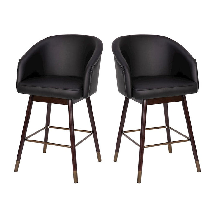 Flash Furniture Margo 26" Barstool, Pack Of 2, Black/Walnut - 2-AY-1928-26-BK-GG